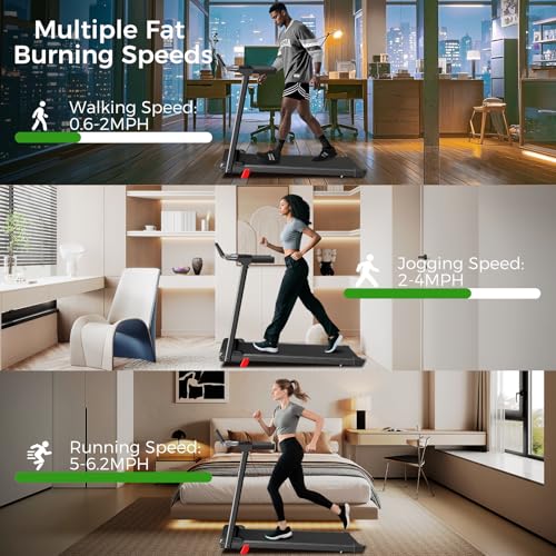 Aiteid Treadmill with 9% Incline, 2.5HP Walking Pad Treadmill, 4 in 1 Portable Under Desk Treadmills for Home Small Place, Home Foldable with Remote Control, 350LBS Capacity, Installation-Free
