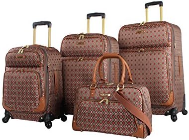Rosetti Lighten Up Luggage Set 4 Piece Expandable Softside Suitcase With Spinner Wheels (Lighten Up Red)