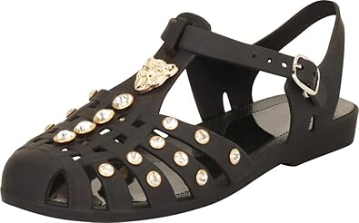 caged jelly sandals womens