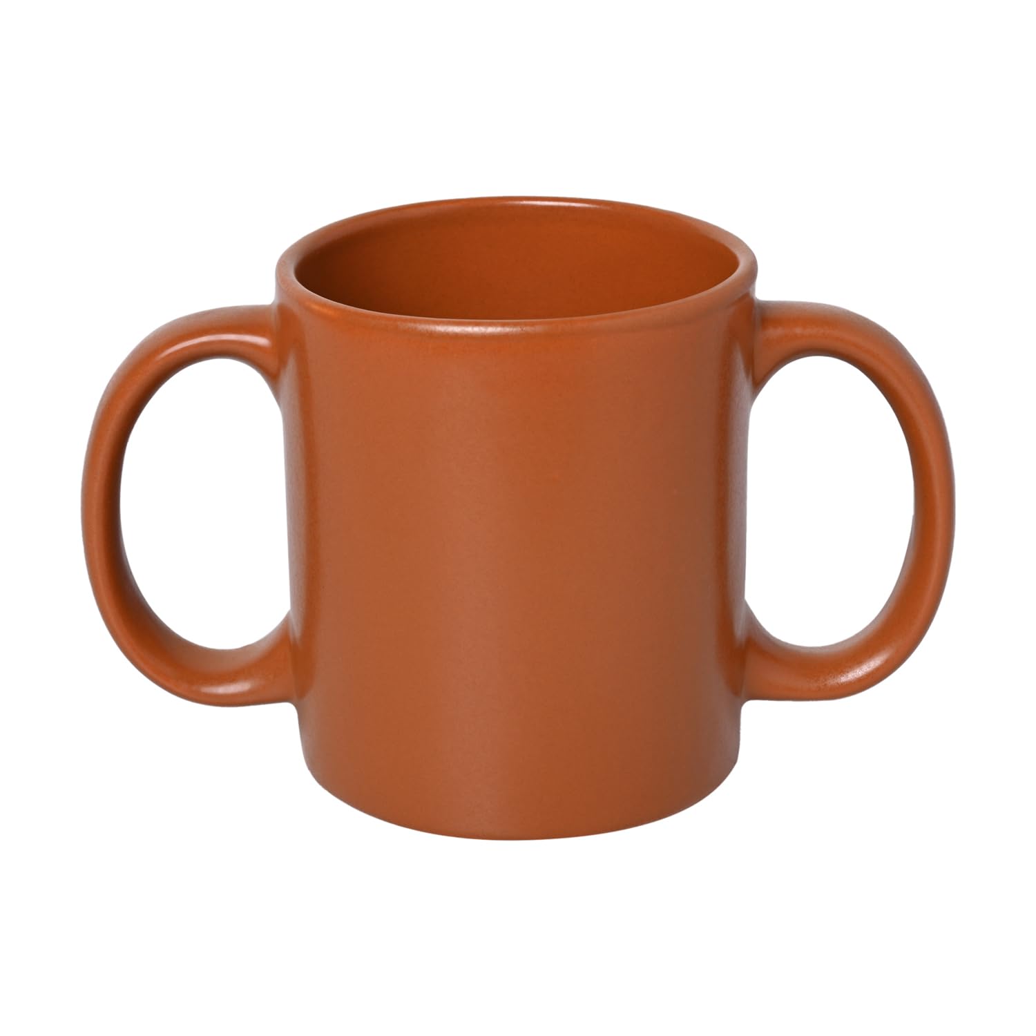 ANCIENTIMPEX Dual Handle Mug (Double Grip Mug) to Aid Tremors, Microwave Safe - 350 Ml Capacity (Brown)