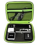 Customized Protective Case for RIF6 Cube Pico Video Projector, Secured Blocks for RIF Cube Projector, Speaker, Tripod, Mount and Cable, Zipper mesh Pocket for Other Accessories (Black+Green)