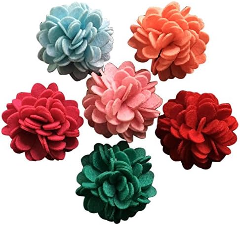 Yazon 2inch Ruffle Felt Flower Baby Girl's Kid's Hair Flower Clips (2'' felt flower 16pcs without clips)