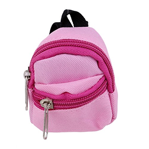 CH Cute Zipper Canvas Backpack Bag Doll Clothing Dress Up Accessories For Barbie (Pink)