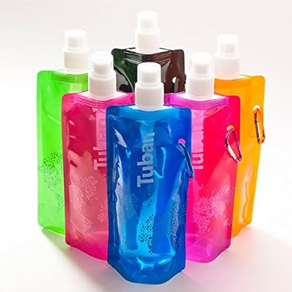 LanLan Portable Water Bag Outdoor Sports Collapsible Drinking Hydration Water Bag PVC Travel Folding Water Pouch Bottle for Cycling Camping Hiking Color Random 480ml