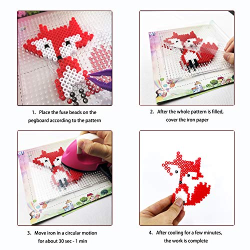 Fuse Beads Kit 6800 pcs 24 Colors Iron Fuse Beads with 3 Pegboards 63