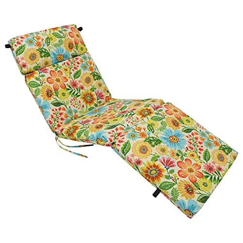 72-Inch By 24-Inch Patterned Polyester Outdoor Chaise Lounge Cushion 93475-Reo-60