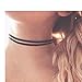 Two Strands Simple Western Style Black Velvet PU Leather Choker Necklace For Women Girl Lady