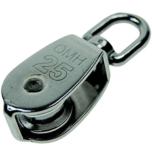 1/4" Rope x 1" Sheave Stainless Steel Swivel Eye Block