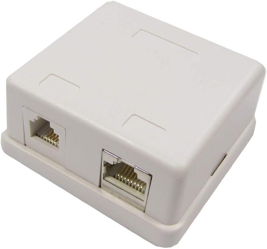 BeMatik - Caja de superficie de 1 RJ11 Cat.3 y 1 RJ45 Cat.6 FTP: Amazon.es: Electrónica