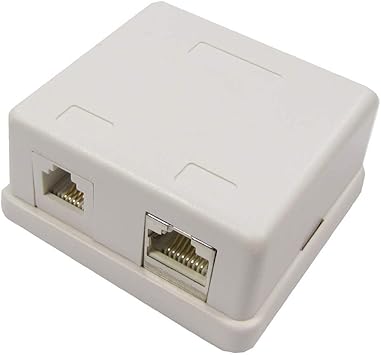 BeMatik - Caja de superficie de 1 RJ11 Cat.3 y 1 RJ45 Cat.6 FTP: Amazon.es: Electrónica
