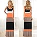 Tenworld Women Boho Spaghetti Strap Splicing Stripes Long Maxi Dress Party Dress (M = US 6)