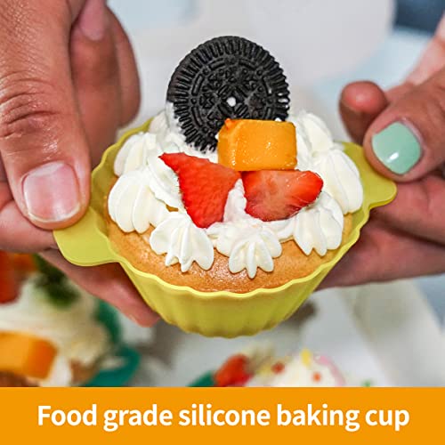 Silicone Cupcake Baking Cups 24 Pack Upgraded Reusable Muffin Liners