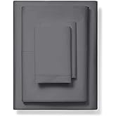 1000-Thread-Count 100% Pure Cotton Bed Sheets -4 Pc Queen Size Dark Grey Sheet Set, Single Ply Long Staple Combed Cotton Yarns, Best Luxury Sateen Weave, Fits Mattress Upto 17'' Deep Pocket