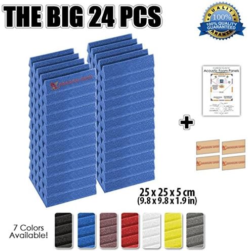Arrowzoom24 Acoustic Panels Wedge Sound Absorbing Acoustic Treatment Tiles 25x25x5cm Recording Studio Noise Cancellation 26kg/m3 High Density Acoustical Walls Dampening Foam Fire Retardant 1134 BLUE
