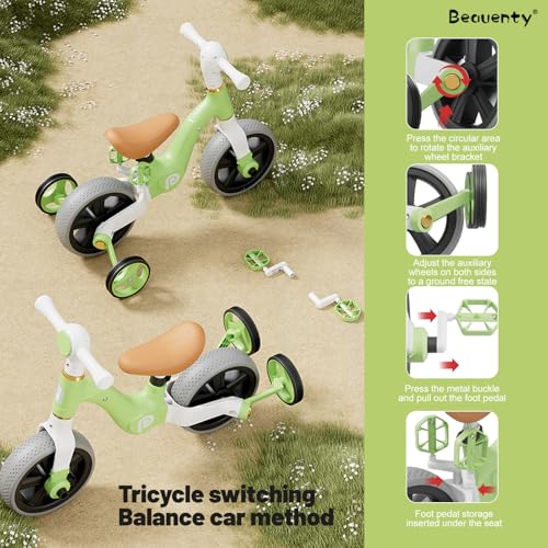 Beauenty Kids Tricycle, Kids Balance Bike, Toddler Tricycle with Footrest for 1-5 Years Old