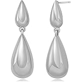 YKKZART Gold Earrings 14K Gold Plated Waterdrop Earrings Lightweight Polishing Brushed Hammered Droplet Double Gold Teardrop Dangle Earrings for Women Trendy Gift