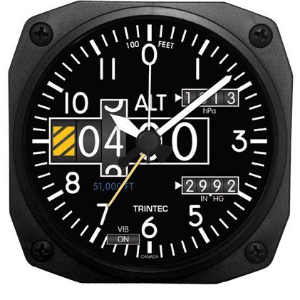 Trintec 2060 Series NV Aviation Altimeter Altitude Travel Alarm Clock 3.5 Sq