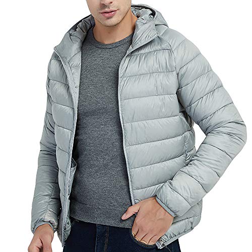 BOOMJIU Men's Lightweight Water-Resistant Packable Hooded Down Jacket