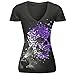 ONEMORES(TM) New Summer Women Punk Style Skull Print Shirt Short Sleeves V-neck Tank Top Cotton Casual Tops Shirt