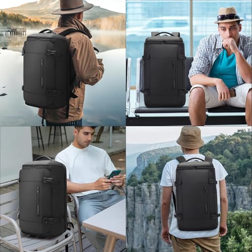 BG FUTURE AESTHETICS 40L Travel Backpack with Shoe Compartment, Weekend Hand Luggage, Flight Approved, Lightweight and Waterproof for 15.6-17.3 inch Laptop, Black,