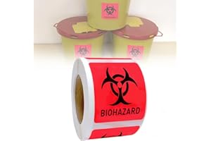 BEMAXYE Biohazard Danger Warning Label - 2"x2" Waterproof Self Adhesive Decal Sign Sticker for Lab, Industrial, 1 Roll (250 Pcs/Roll) (Biohazard Danger Warning Label)