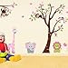 Cartoon Cute Monkeys Big Trees Removable Wall Stickers Home Decor Decals For Children's Room Nursery, Set Of 2 Sheets (animal-tree)