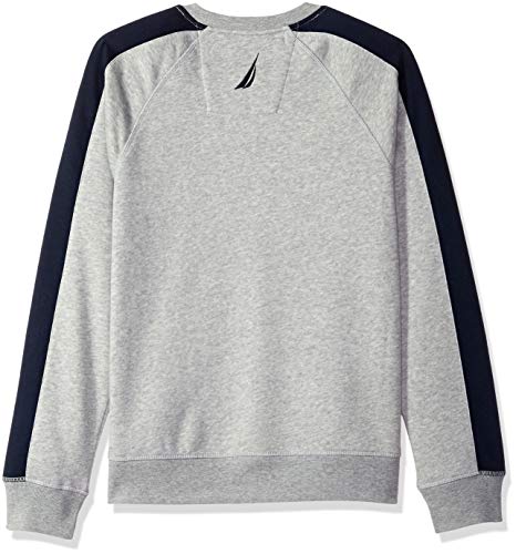 Nautica Men's Logo Color Block Crew Neck Fleece Sweatshirt, Grey Heather, Small - Image 3