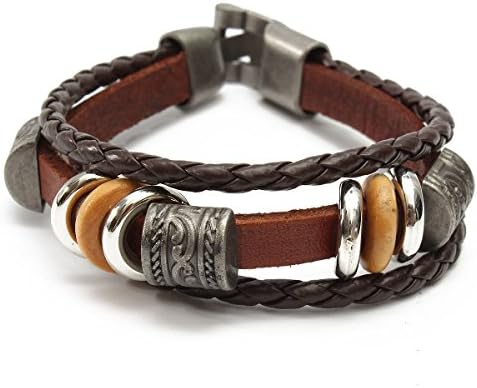 Bella Jewelry Vintage Leather Wrist Band Bracelet Brown Rope Fashion Men Braided Wrist Cuff Bracelet