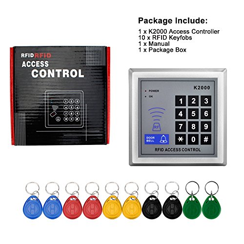 Standalone Access Control Keypad RFID 125KHz Card Reader Door Lock with 10 Proximity Key Fobs for Door Security System K2000 - Thumbnail 6