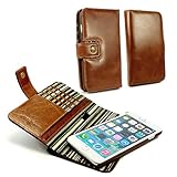 Alston Craig Genuine Vintage leather E-scape Tec wallet case cover (with RFID Blocking) for iPhone 6 Plus - Brown
