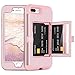 DOMAVER iPhone 8 Plus Case,iPhone 7 Plus Case with Wallet Card Holder and Mirror Hard Plastic Soft TPU Rubber Heavy Duty Shockproof Protective Phone Case Cover for iPhone 7 Plus/8 Plus,Rose Gold