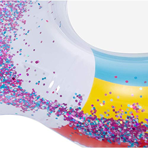 Zoostliss Giant Inflatable Rainbow Pool Float with Glitter Inside, Fun Beach Floats, Swim Party Toys, Summer Pool Raft Lounger for Adults & Kids