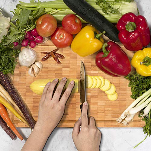 HHXRISE Thick Large Organic Bamboo Cutting Board Cheese Board, With 3 Built-In Compartments&Juice Grooves, Heavy Duty Chopping Board For Meat Bread Fruit(15.8x9.8x1.2'') Butcher Block BPA Free - Thumbnail 5
