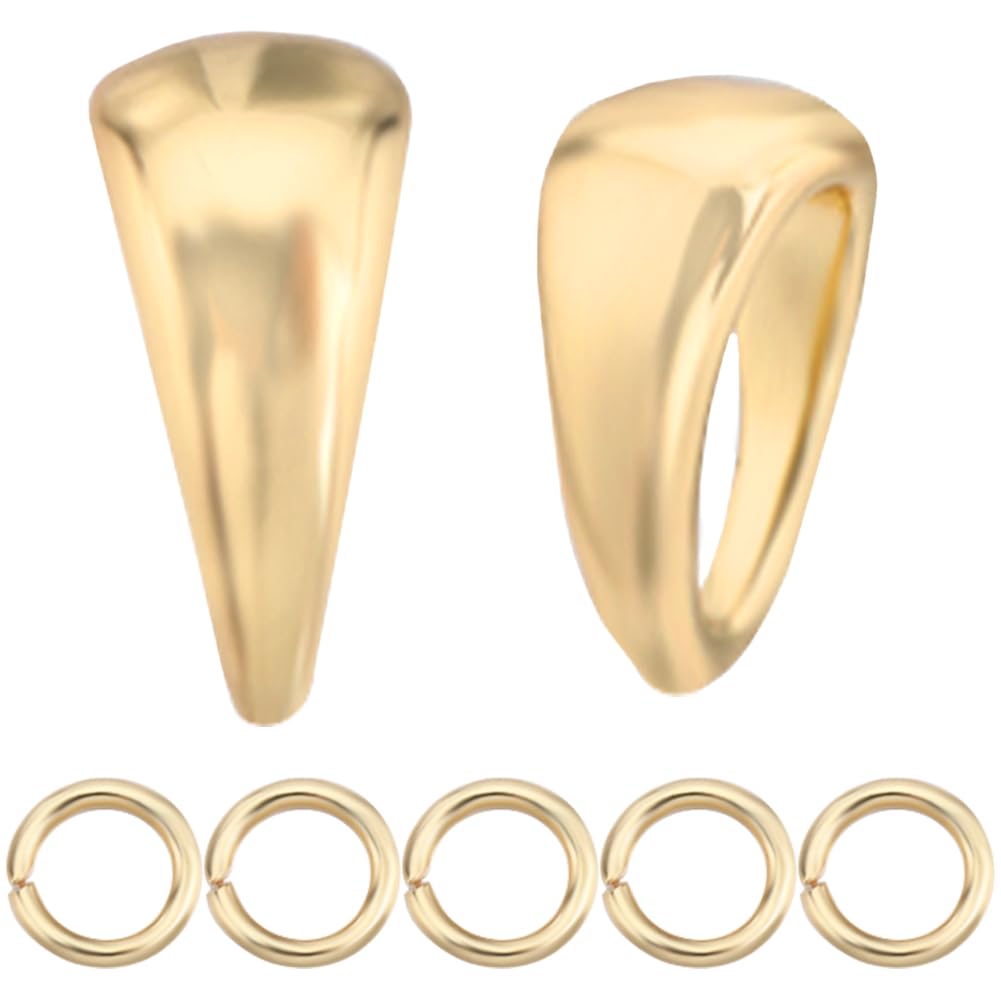Beebeecraft 1 Box 20Pcs Snap on Bails 18K Gold Plated Brass Pendant Clasp Connectors Pinch Bails Necklace Charm Clasp with 50Pcs Jump Ring for Necklaces Jewellery DIY Craft Making