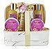 Spa Bath Gift Set Basket - Luscious Carnation Scent, Comes in Beautiful Leather Like Cosmetics Bag, by Saban Beauty