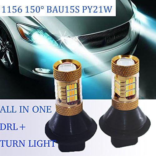 2 Dual Color 54SMD 1156 BAU15S PY21W 150 Degree Canbus LED Turn Signal Light Brake Reverse Tail Lights