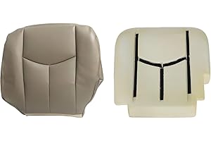 NLQR Front Driver Bottom Replacement Seat Cover Tan 522 & Foam Cushion Compatible with Chevy Silverado Avalanche GMC Sierra 2003 2004 2005 2006 2007