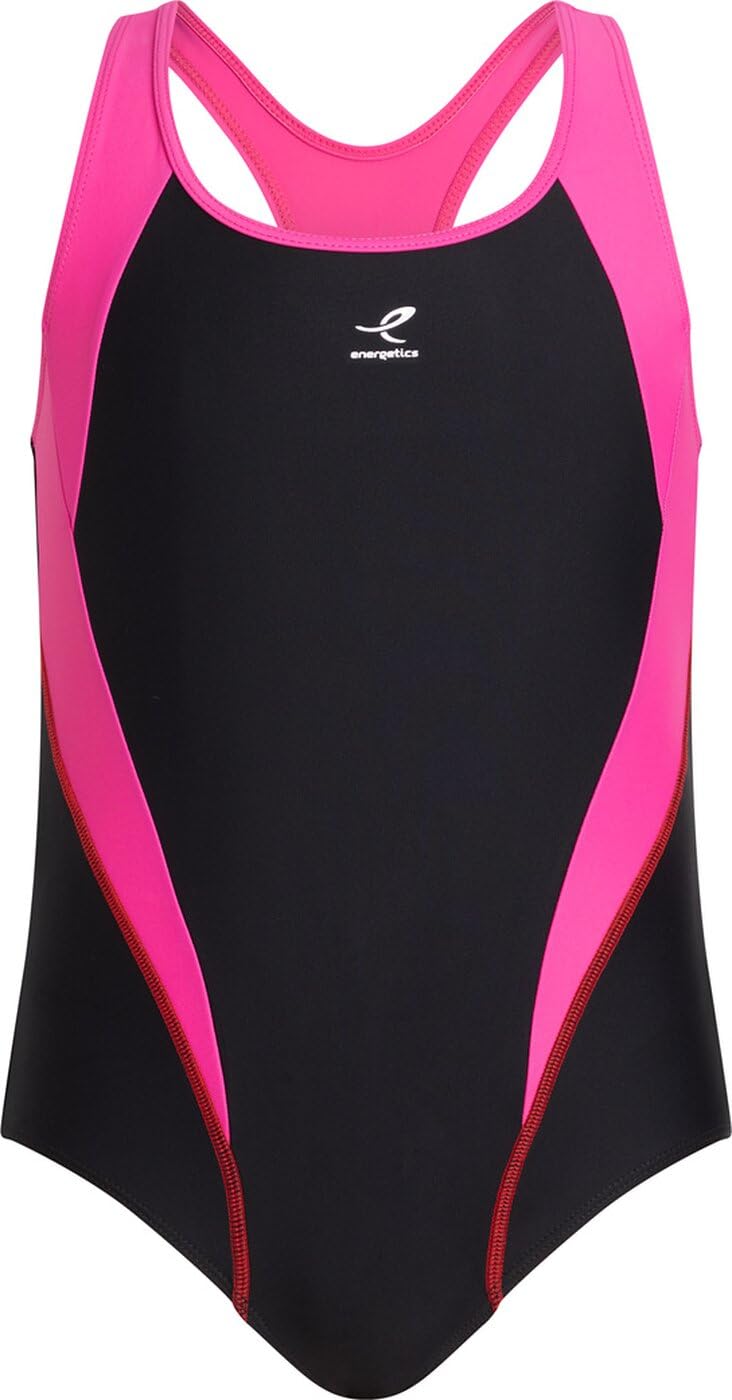 Energetics Unisex Kid's Riara Swimsuits, Black/Rose Dark/Pink, 164 (EU)