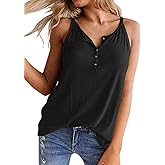 Onedreamer Womens Henley Tank Tops Button Up Shirts Workout Summer Casual Sleeveless Tunics Loose Fit Tees Blouse