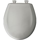 Bemis Classic Colors Slow Close Toilet Seat, Easy Clean Hinges and Durable Plastic Seat, Made in USA, Round, Silver