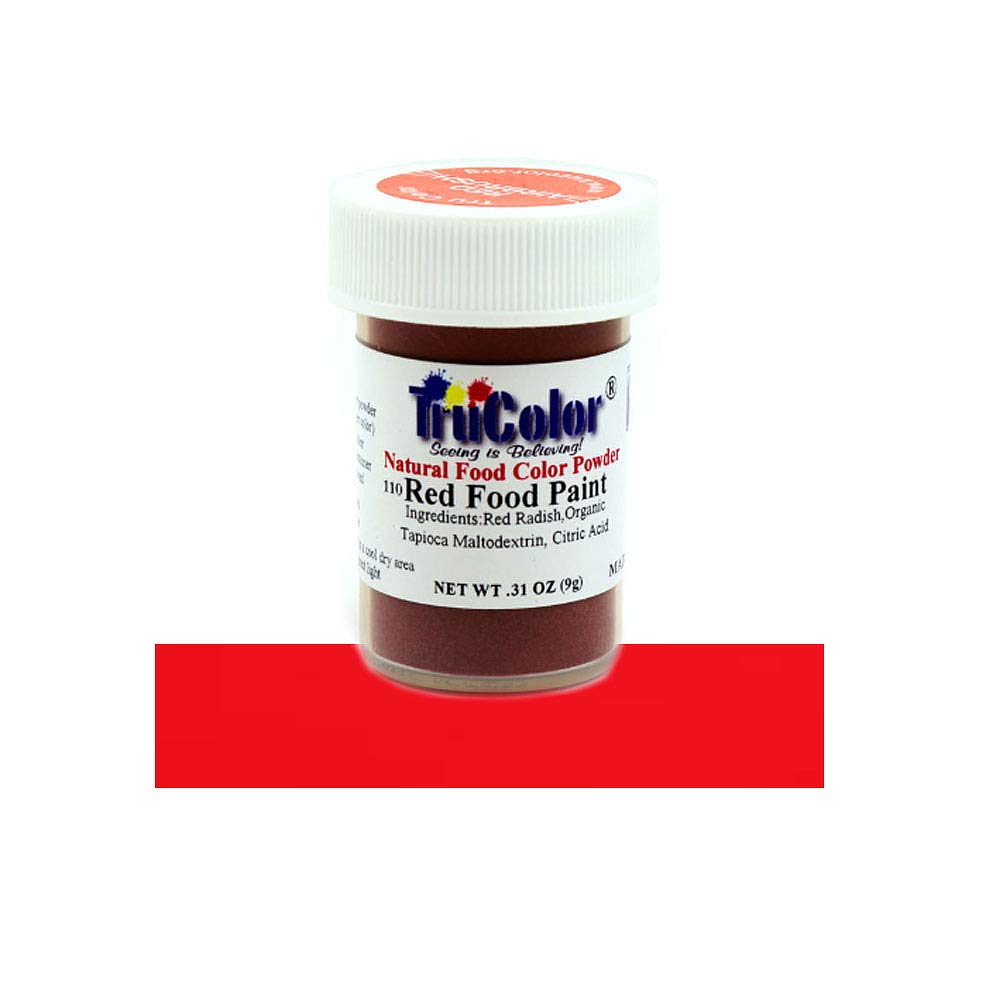 TruColor Red Airbrush Natural Food-Coloring Powder Paint, 9 Grams
