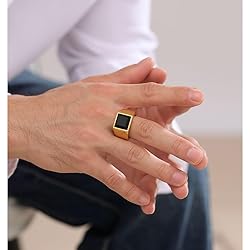 MYNENEY 14K Gold/Silver/Black Plated Square Signet