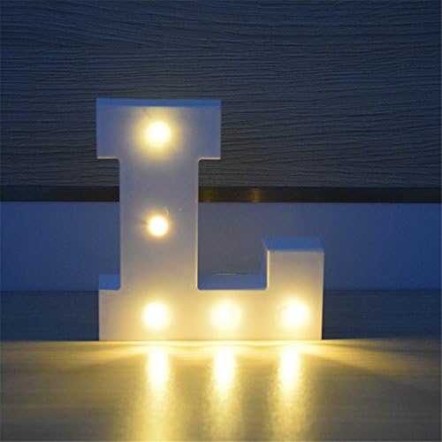 Plastic LED Letter Household Decor Letter Up Height 15 cm/6 inch Alphabet Light Up Sign For Festival Party Wedding Holiday Home Bedroom Decor With 2 X AA Batteries Operated(Letter L)