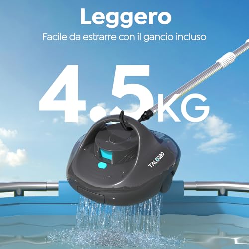TALOSBO PLECO SE Robot for Above Ground and In-Ground Swimming Pools, Quick Charge 2.5 Hours, Autonomy 130 Mins, Double Pull, Powerful Cleaning, Suitable for Pools up to 85 m²