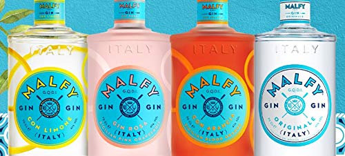 Malfy Gin Mini Tasting Set, Italian Gin Probierset mit Originale, Rosa, con Arancia & con Limone, Geschenk-Box mit vier Miniatur-Flaschen, 4 x 50ml – Bild 3
