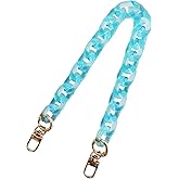 Hongvarey Purse Acrylic Chain Strap,Handbag Handles Chain, Bag DIY Accessories Chain,Resin Acrylic Chain for Bag-Clear Blue 37