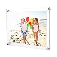 TWING Upgraded Tempered Acrylic 8.5 x11 Picture Frame -Clear Acrylic Wall Mount Floating Photo Frame for Document Certificate Sign Holder