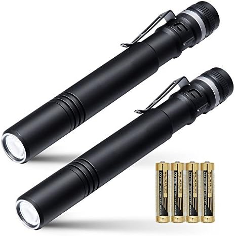 Soltuus 2 Pack LED Pen Light Flashlight, Pocket Penlight with Clip for Inspection Work Repair Medical, Waterproof Small Torch Powered by AAA Battery (Included)
