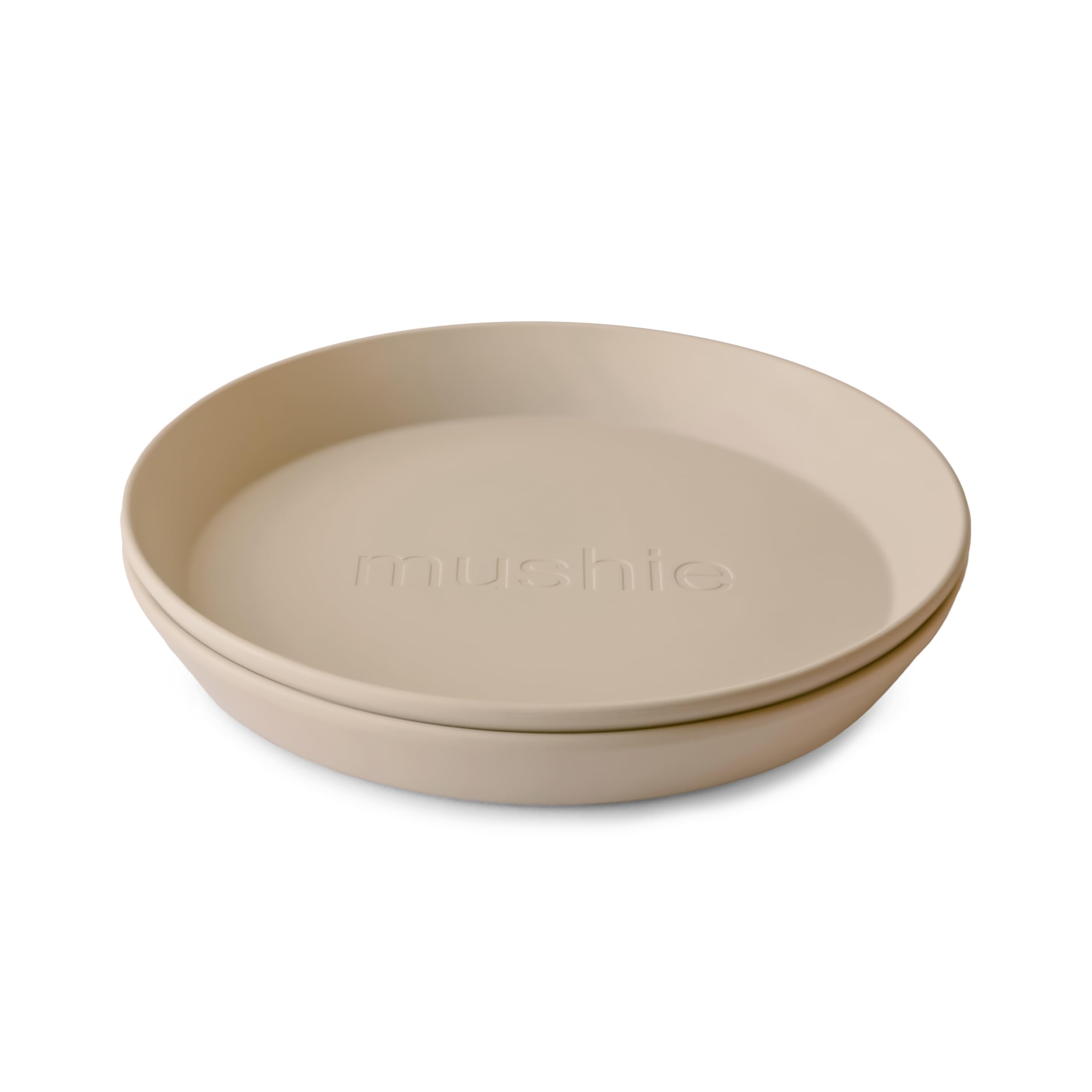 Mushie Dinnerware Plates for Kids | Tableware Set of 2 | Reusable BPA Free | Dishwasher & Microwave Safe | Made in Denmark | Round (Vanilla)