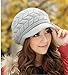 HINDAWI Winter Hats for Women Girls Warm Wool Knit Newsboy Hat Snow Ski Skull Cap with Visor Grey